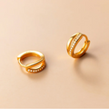 Wholesale 925 Sterling Silver Double Trend Earrings Simple Elegant Exquisite Perforated Design Gold Plating for Wedding Gift