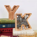 clear Transparent Wood 26 English Alphabet Letter Animal Wooden Piggy Bank Money Boxes for Kids