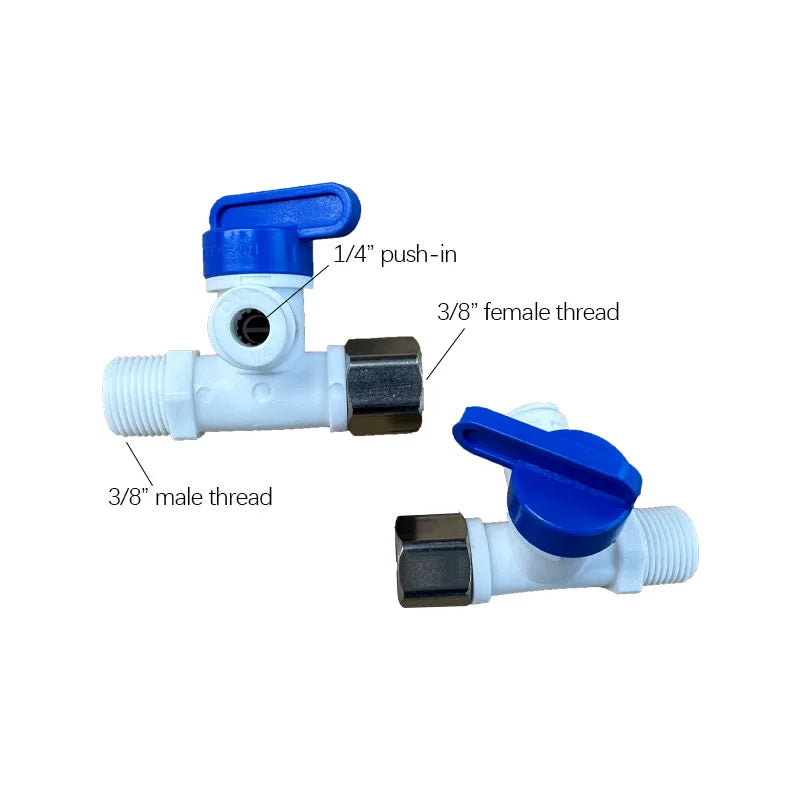 3/8'' Thread to 1/4" Tube Coupling Fittings Water Adapter Tap Faucet Inlet Tee Valve for Ro Water Purifier Feed Ball Valve