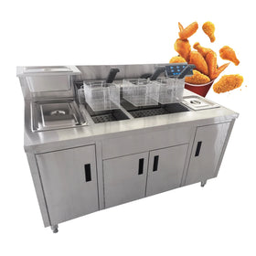 Stainless Steel Electric Fryer 14l+28l Industrial Deep Fryer Potato Chip Fryer Commercial Chicken Frying Breading Powder Machine