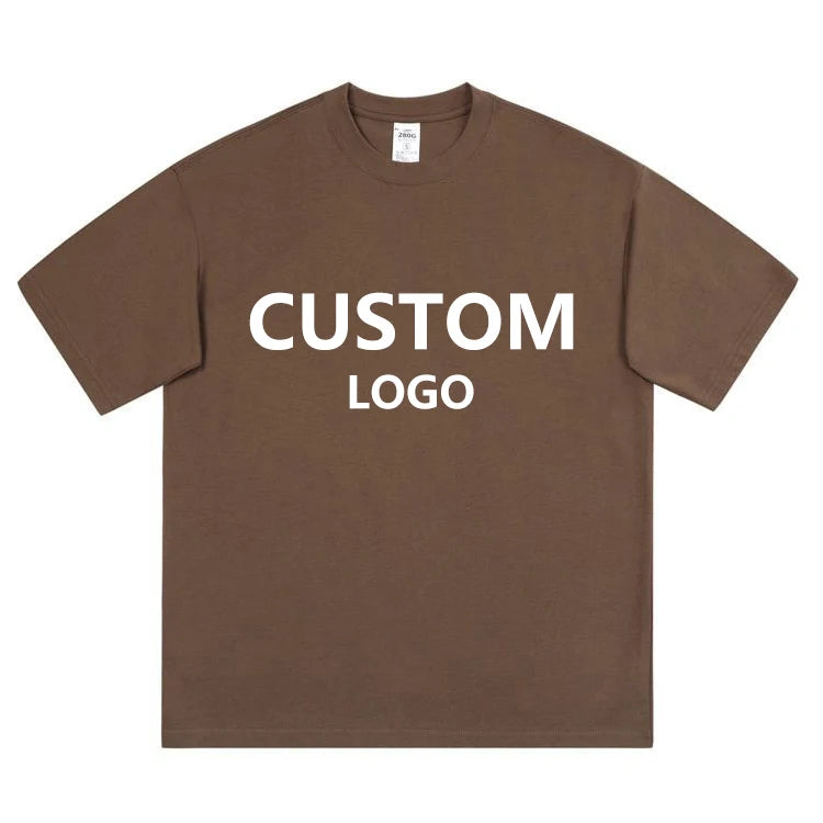 OEM Thick Collar T-shirt Blank T-shirt Heavy Cotton Boxy Fit Cotton Polyester Premium 280g 300gsm Heavyweight T-shirt for Men