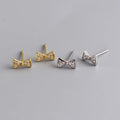 Wholesale Fashion Jewelry 925 Sterling Silver Small Diamond Cubic Zircon Bow Gold Plated Stud Earring Jewelry for Women