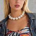 Elegant Large Pearl Beaded Short Choker Necklace for  Women Trendy Ladies Wedding Collar Beads Chain Accessories Fashion Jewelry
