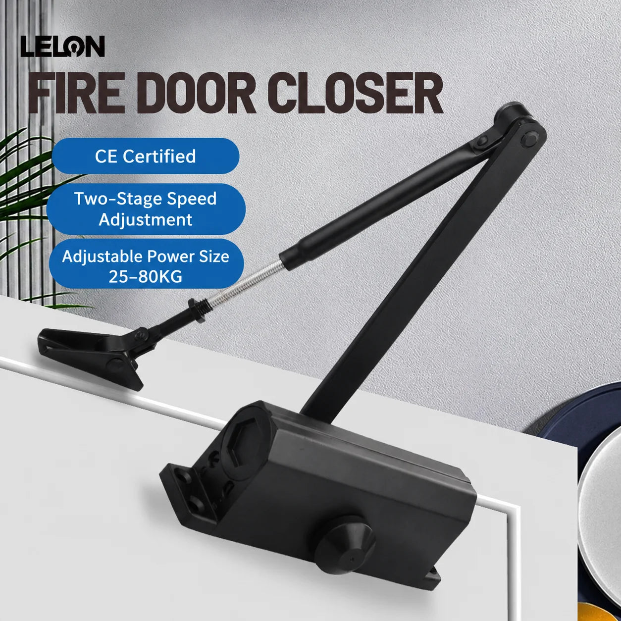 ODM OEM 25-80kg Bearing Speed Adjustable Fire Door Closer Hydraulic Self Closing Hotel Mall Passage Surface Mount Door Closer