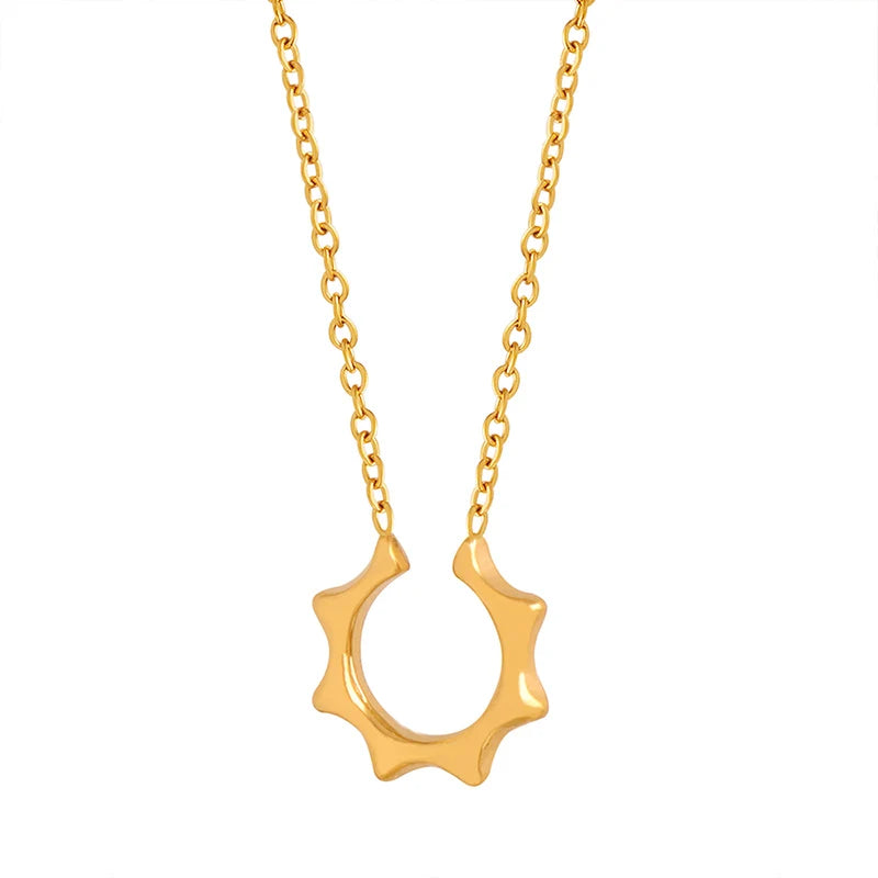 OuDaDa Fashionable Minimalist Certified 18K Gold Plated Stainless Steel Geometric Pendant Necklace for Women Anniversary Daily