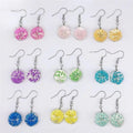 Handmade Glass Ball Flower Dangle Earring Party Jewelry Natural Dried Flowers Drop Earrings