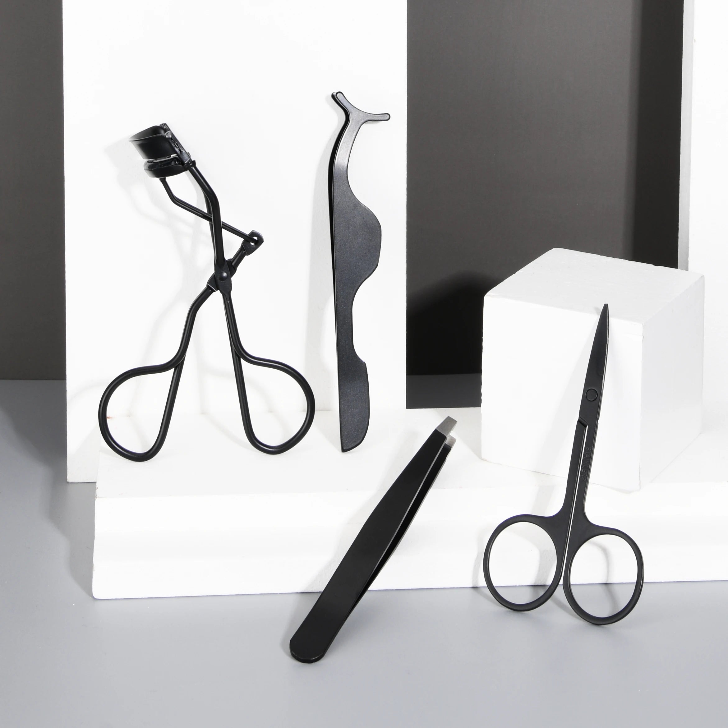 Eyelash Tweezers for Lashes Extension Custom Logo Stainless Steel Curler Black DHL Bag Western Fedex Makeup Rounded Tip