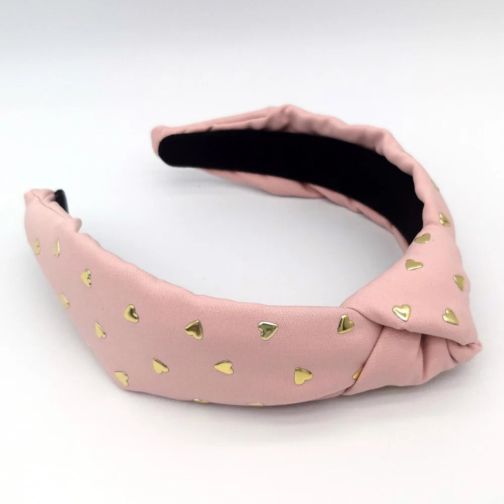 High Quality Girls Korean Pink Fabric Heart-Shaped Rhinestone Pearl Glitter Sequins Hair Accessories