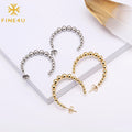 2024 Ladies Fashion Trendy Gold Plated Stainless Steel Beaded Women Hoop Custom Beaded Earrings