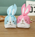 50pcs Cute Rabbit Ear Bags Easter Cookie Plastic Bags Candy Gift Bags for Biscuits Snack Baking Package and Event Party Supplies