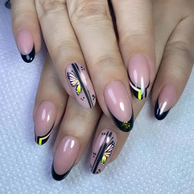 Wholesale Luxury Long Coffin Press-on Nails Handmade ABS Acrylic Nails with Butterfly Design Packaging Manufacturer's Collection