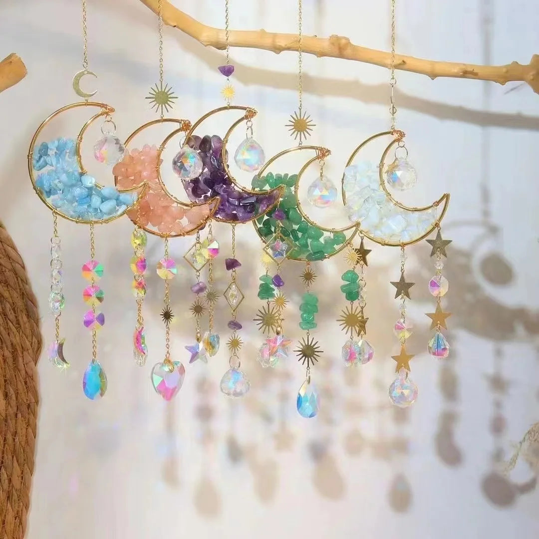 Wholesale Handmade Hanging Crystal Sun Catcher Natural Crystal Wind Chime for Meditation