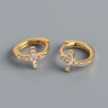 Fashion Fashion Earrings 925 Sterling Silver Minimalist Earrings Small  Diamond Cross Gold Plated Hoop Earrings for Women