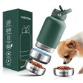 NEW 32 oz 3 in 1 Stainless Steel Dog Travel Bowl Functional Dog Water Bottle with Detachable Water and Food Bowls