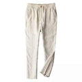 Custom Lightweight Linen Trousers OEM Men Elastic Waist Drawstring 100% Linen Cotton Linen Pants