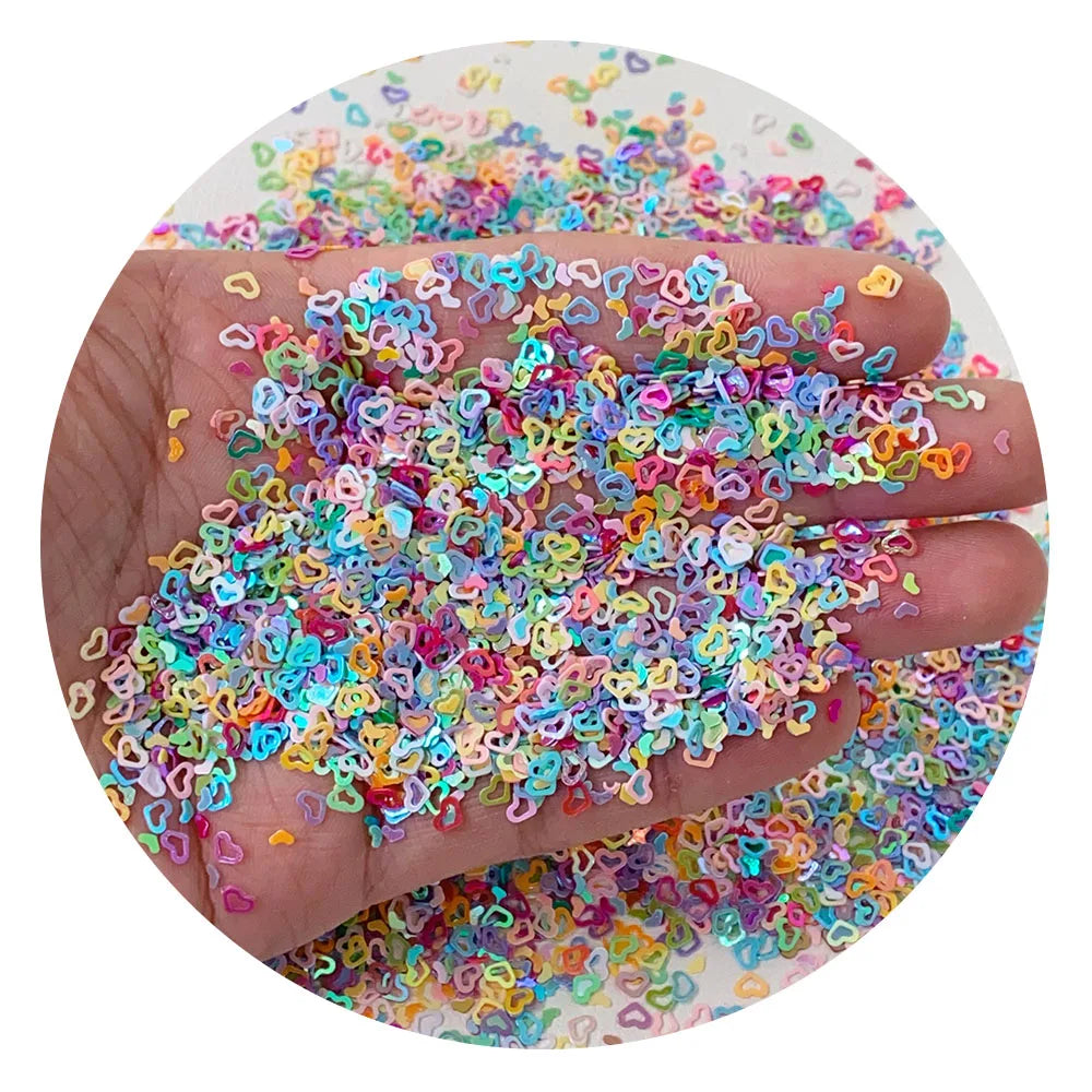 Pretty Colors Hollowed Peach Heart Design Sequins Patch for Nail Art Accessories Valentine Party Decor