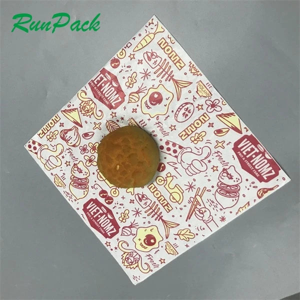 Direct Factory Price Food Grade Custom Logo Printed Grease Proof Parchment Paper Craft Wrap Sandwich Hamburger Cake Pulp Waxed
