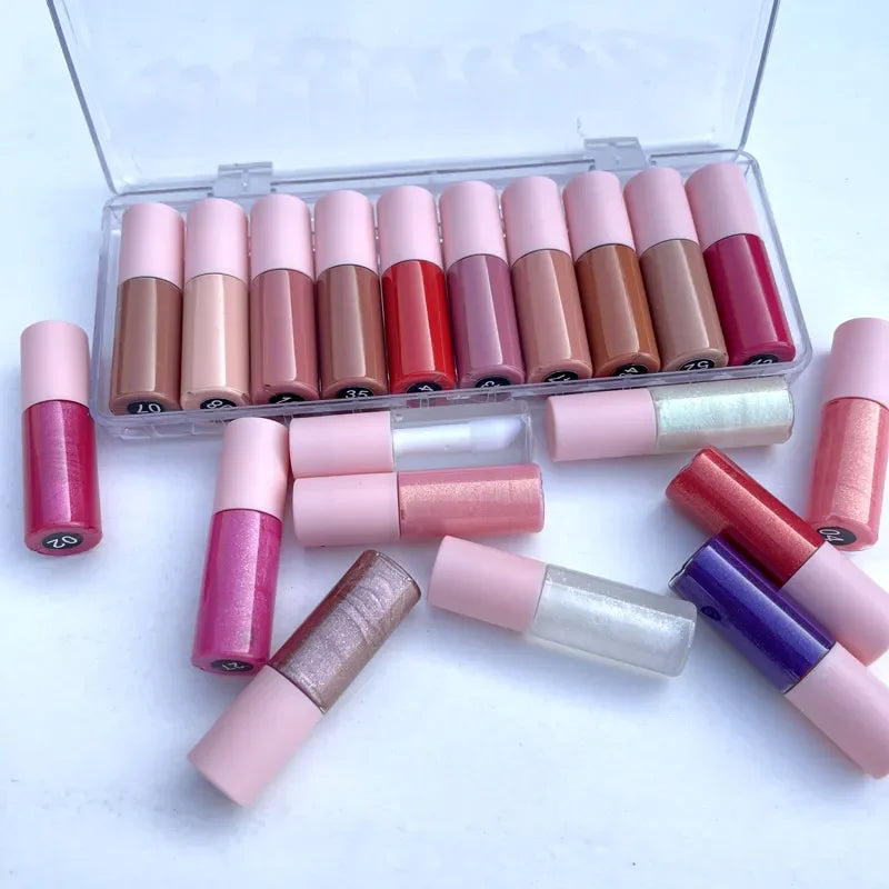 Vegan Cosmetics No Logo 10 Pcs Matte Lipstick Lipgloss Private Label Various Colors Mini Plumping Lip Oil Lip Tint Kit
