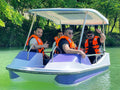 4 Person Pedal Boat Pool Water Bike Electric Motor Fiber Glass Pedal Boat for 2 Canoe Kayak Fishing Boat with Battery Pedal