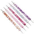5Pcs Set UV Gel Painting Nail Art Dotting Pen Acrylic Crystal Handle 2 Way Brush Salon Decoration Manicure Nail Art Drawing Pen