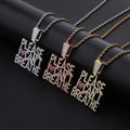 PlEASE I CAN'T BREATHE Copper Ice Zircon Pendant Necklace with Gold Plated Rope Chain Hip Hop Style for Men Women Fashion Gift