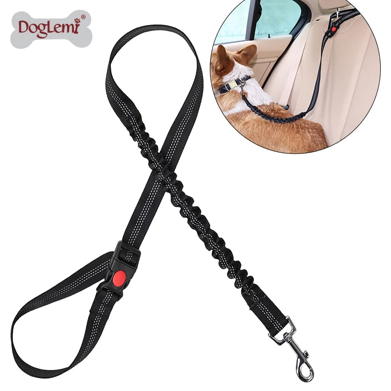 OEM ODM Adjustable Nylon Pet Seat Belt Lead Luxury Retractable Dog Car Seatbelts Leash with Vehicle Headrest Fit