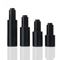 Luxury 20ml 30ml 40ml 60ml  Shiny Black Flat Shoulder Glass Screw Press Pump Push Button Dropper Bottle for Cosmetics