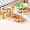 Luxury Ceramic Slow Feeder Pet Bowl with Stand Promotes Healthy Eating Diet Dog Cat Comfort Feeding Bowl
