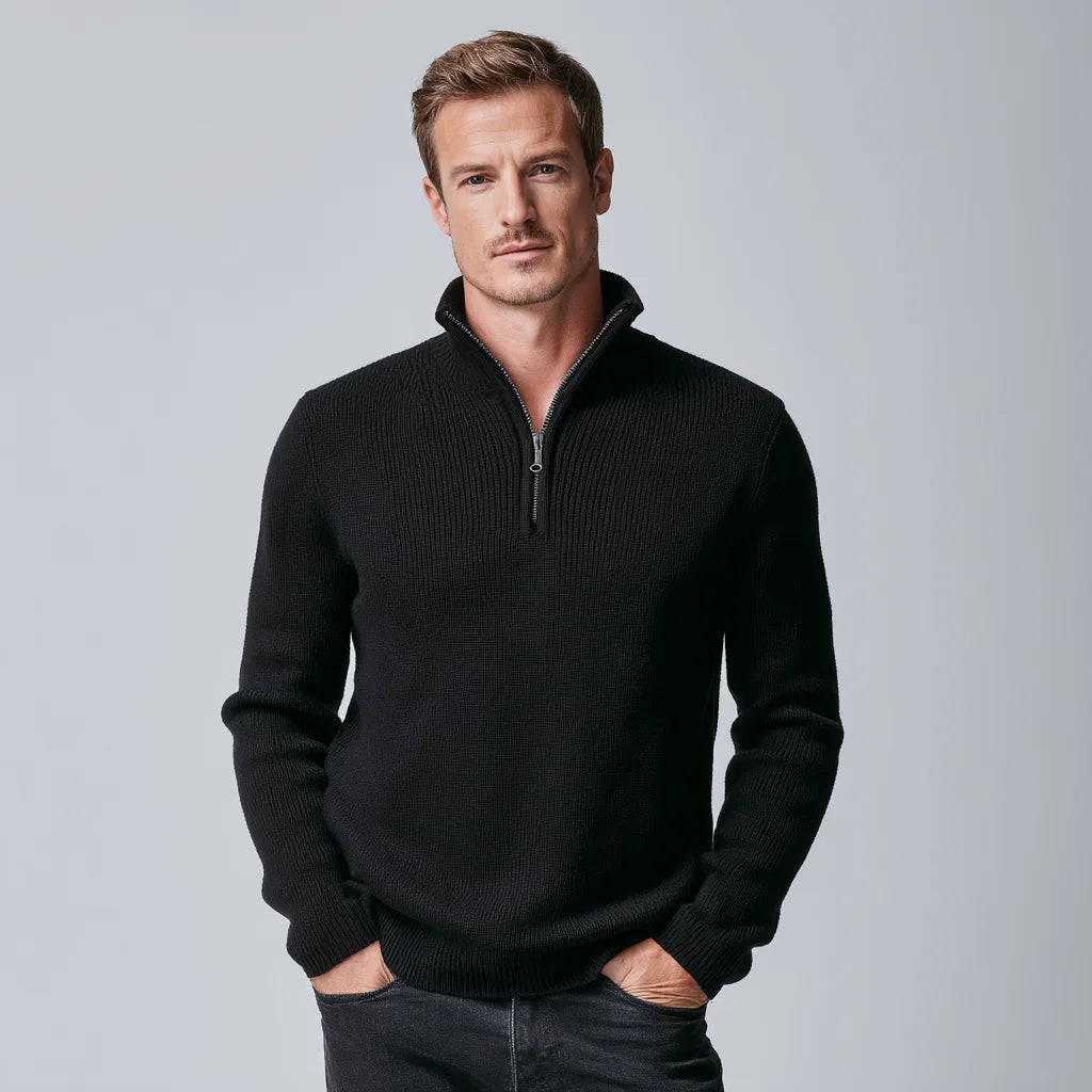 UrbanFlex Activewear Men's Quarter-Zip Thermal Knit Sweater Active Winter Wear