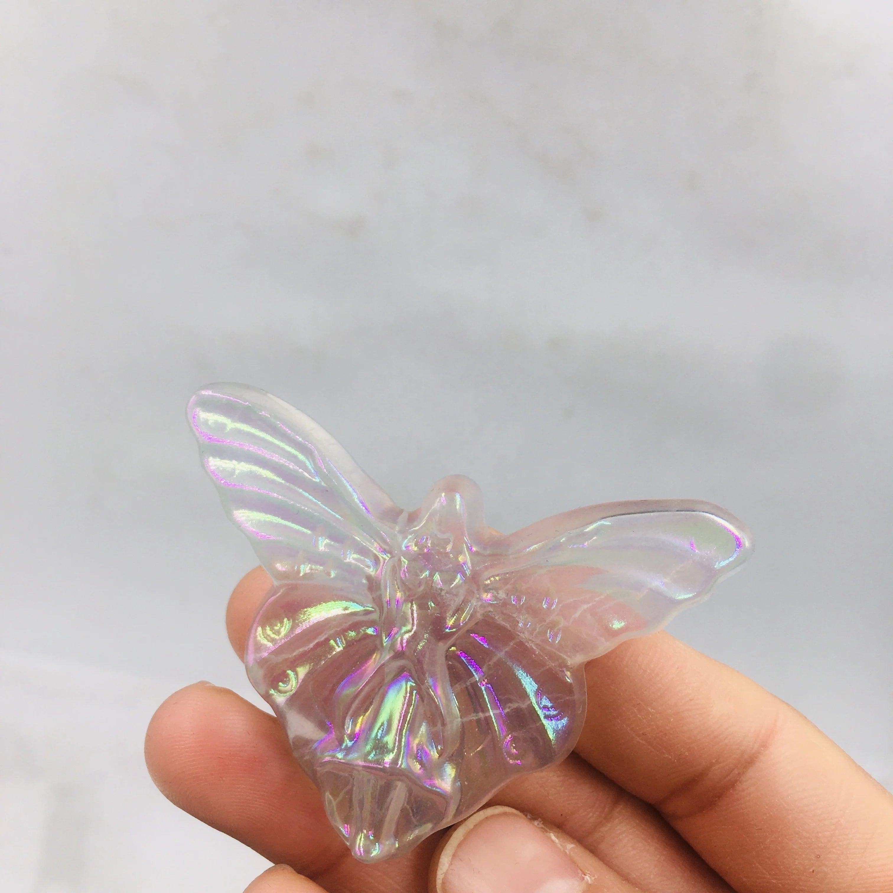 Wholesale Natural Crystal Pendant Aura Clear Quartz Crystal Butterfly Fairy for Decoration