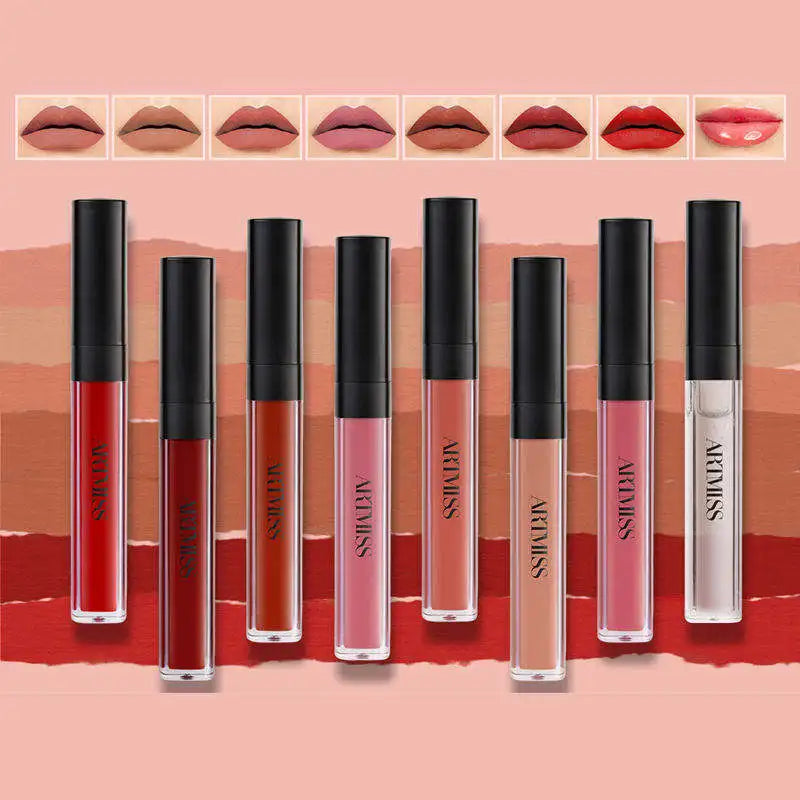 Custom 59 Colors Cosmetic Makeup Liquid Matte Lipstick No logo Vegan Lipgloss Long Wear Velvet Lipstick Private Label Waterproof