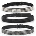 Hip High Waist Rivets Stretch Cinch Waistband Metal Spike Gold Stud Wide Elastic PU Leather Belt for Men and Women