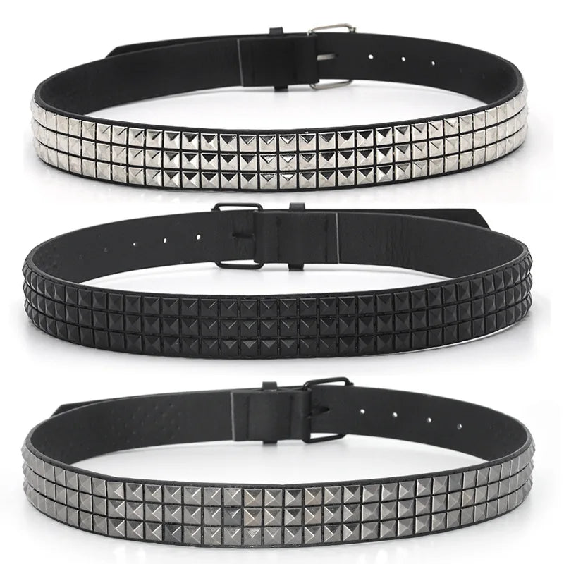 Hip High Waist Rivets Stretch Cinch Waistband Metal Spike Gold Stud Wide Elastic PU Leather Belt for Men and Women