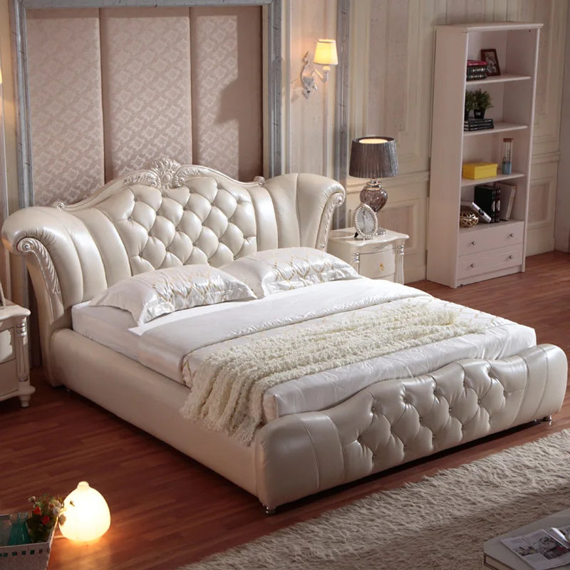 Bett 180x200 Moderne  Prinzessin Hoch Holz Lede Rundes Schlafzimmer Einzel Smart Modern Massage king Size Luxus kinder Bett