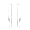 Factory Sterling Silver 925 Long Chain Drop Earrings for Women Feather Dangle Earings Luxury Pendientes Accessories SCE786