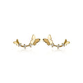 Unique 925 Sterling Silver Cute Butterfly Stud Earrings with Zircon Gold Plating for Women Girls Wedding & Party Fashion Jewelry