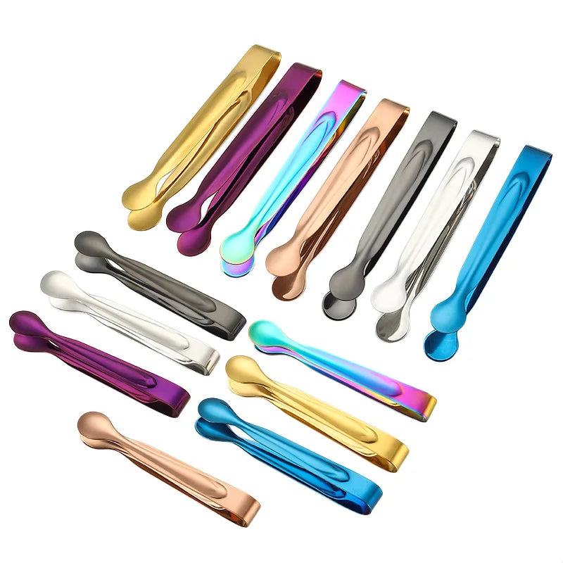 Kitchen Bar Supplies Metal Small Mini Cube Sugar Tongs Stainless Steel Gold Ice Tongs