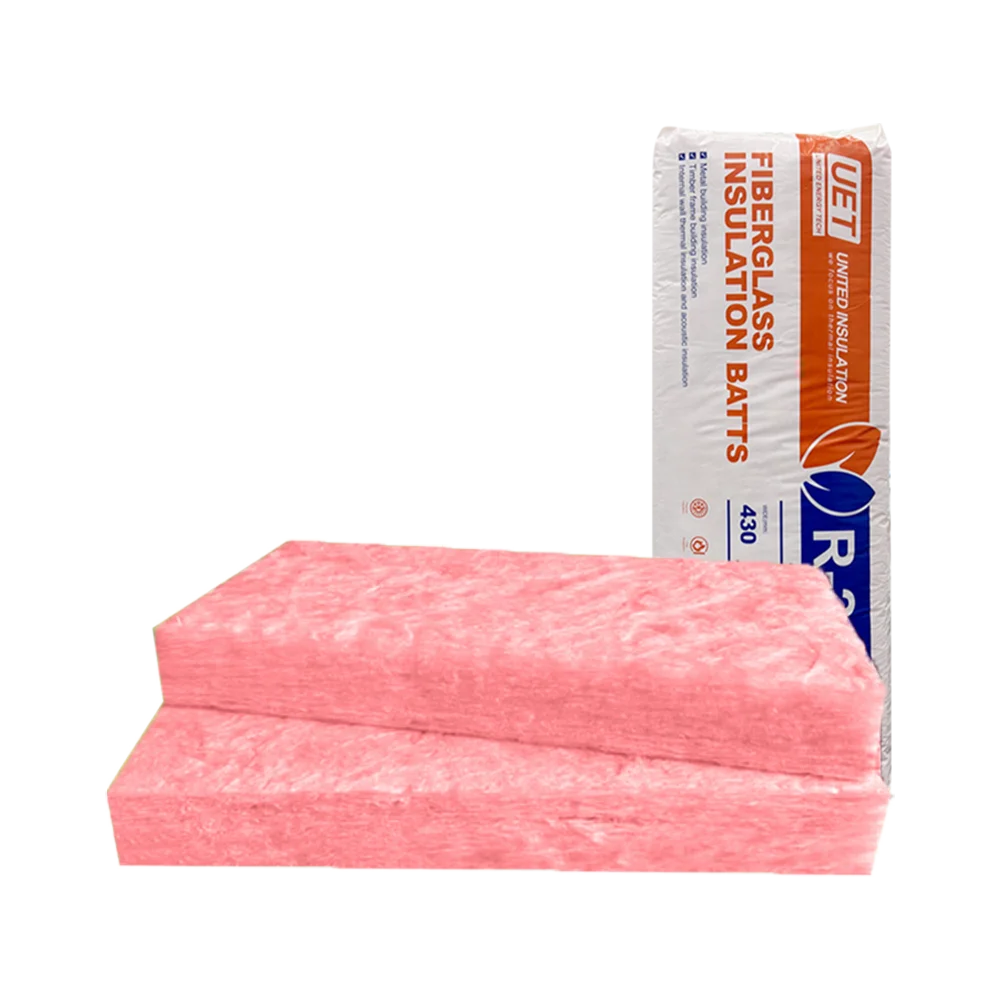 UET Pink Color Fiberglass Batts for Wood Frame Wall Insulation R13 R19 R20 R22 R23 R30 R38 Pink Glass Wool Insulation Batts