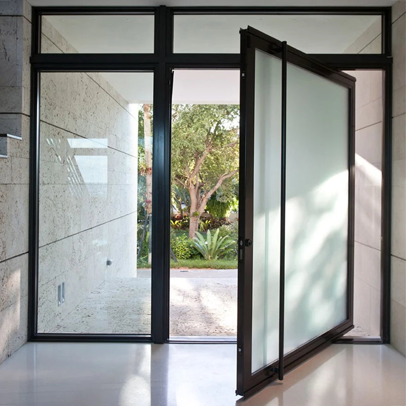 Big Panel Exterior Pivot Door Glass Wood Smart Pivot-sliding Home Door Luxury Pivot Entrance Entry Door for House