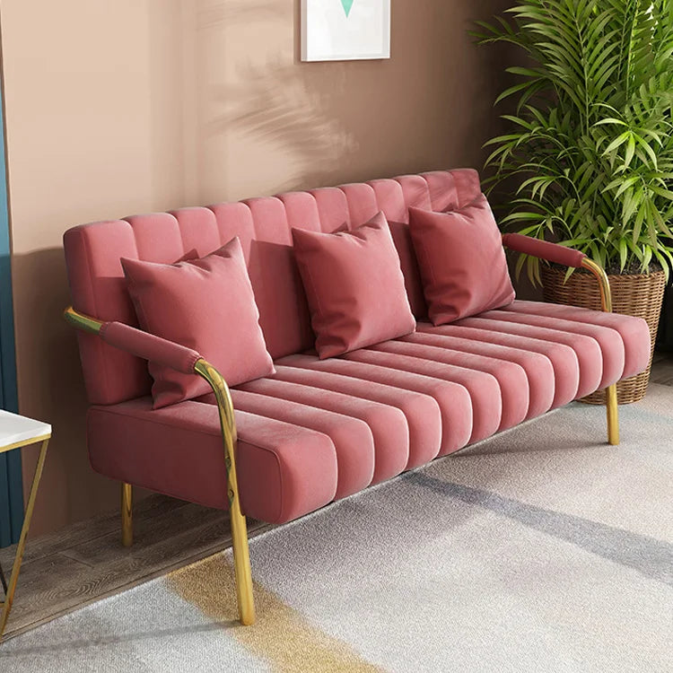 Nordic Light Luxury Fabric Sofa Modern Home Living Room Bedroom Simple Velvet Fabric Sofa Iron Frame