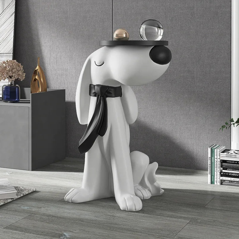 Creative Large Landing Dog Sculpture Ornaments Light Luxury Living Room Welcome Decoration Dog Resin Sculpture Tray