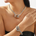 2025 New Arrival Snake Bone Collar Bracelet Collarbone Chain Bracelet Long Accessory love Knot Two Tone Collar Necklace Jewelry