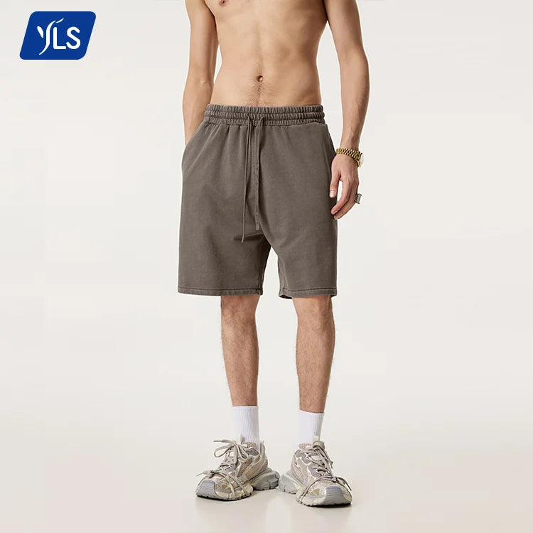 YLS2017 330 GSM 100% Cotton Batik Wash French Terry Shorts Pour Hommes Oversized Bermuda Sports Shorts for Men
