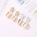 Korean Small Fresh Accessories Creative Design Beach Earrings Statement Gold Hollow Shell Earrings for Women Girls