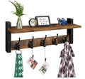 Wood Eco-Friendly Folding Wall-Mounted Rack with Shelf for Kitchen Clothes Hats Towels-Storage Holder