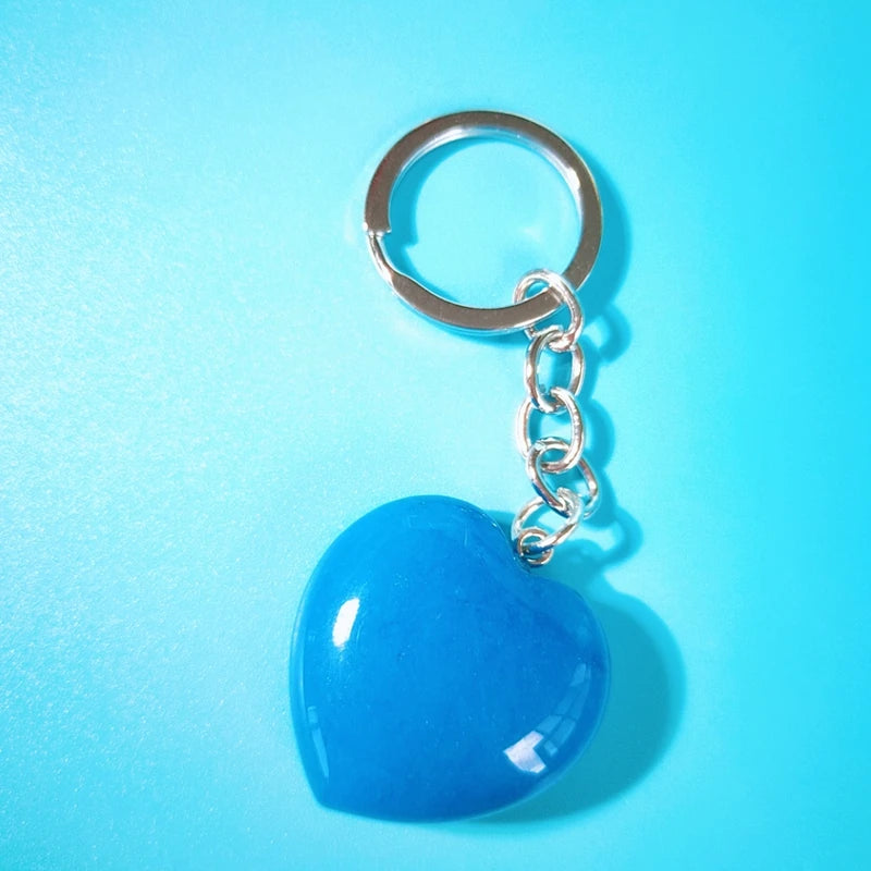 Crafts Diy Natural healing crystals stones heart shape pendant keychain necklacesilver pendant necklace blue aventurine gift