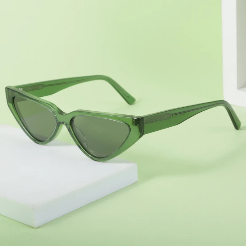 New Small Acetate Frame Polarized Sunglasses Fashion Triangular Glasses Women's Retro Plate Cat's Eye Sunglasses 2025