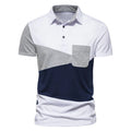 2023 Summer New Men's Casual Short Sleeve T-shirt Three-color Patchwork Lapel POLO Shirt