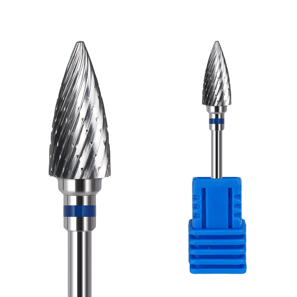 High End 4XC-4XF 6.0mm Large Barrel Flat Top Manicure Polishing Nail Drill Bits Dual Rotation Carbide Milling Cutter