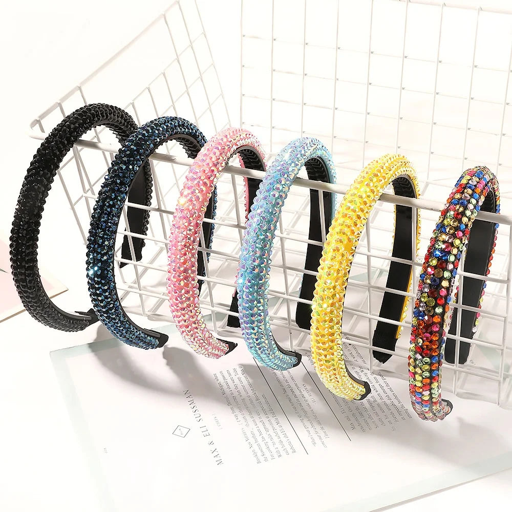 MIO New Wholesale Fashion Rhinestone Headbands Plastic Rhinestone Hair Band for Women Hair Accessories